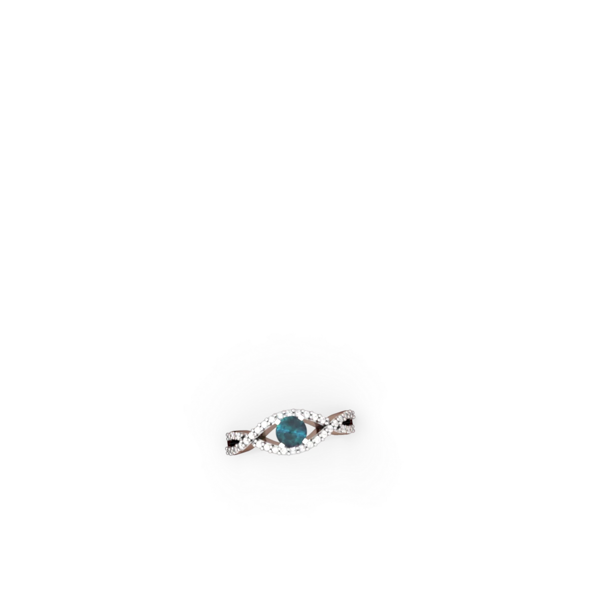 Alexandrite Diamond Twist 5Mm Round Engagment  14K White Gold ring R26405RD