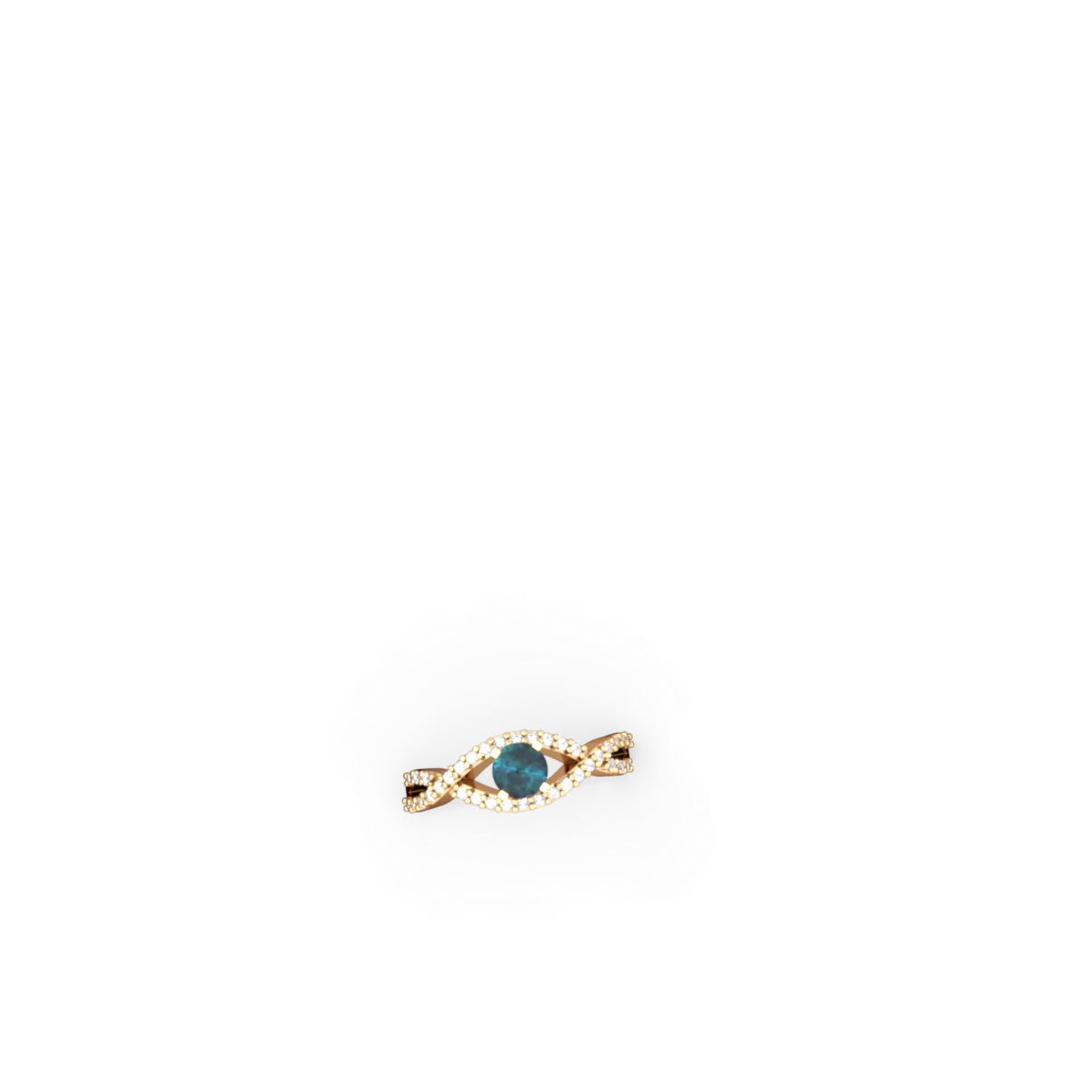 Alexandrite Diamond Twist 5Mm Round Engagment  14K Yellow Gold ring R26405RD