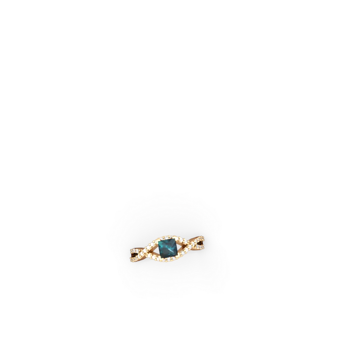 Alexandrite Diamond Twist 5Mm Square Engagment  14K Yellow Gold ring R26405SQ