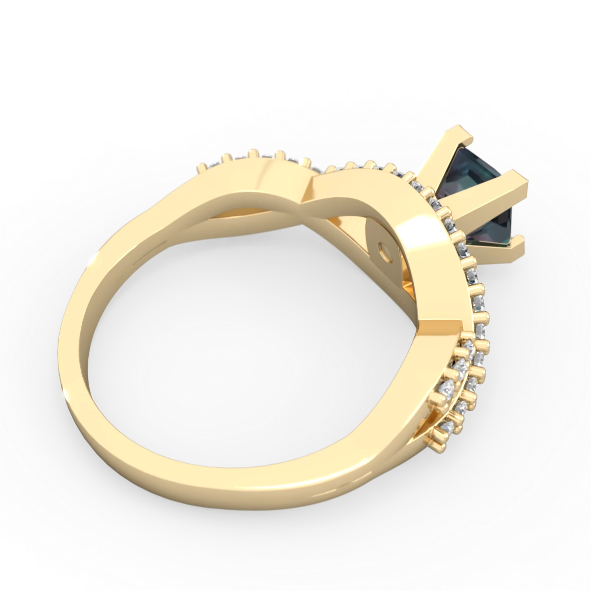 Alexandrite Diamond Twist 5Mm Square Engagment  14K Yellow Gold ring R26405SQ