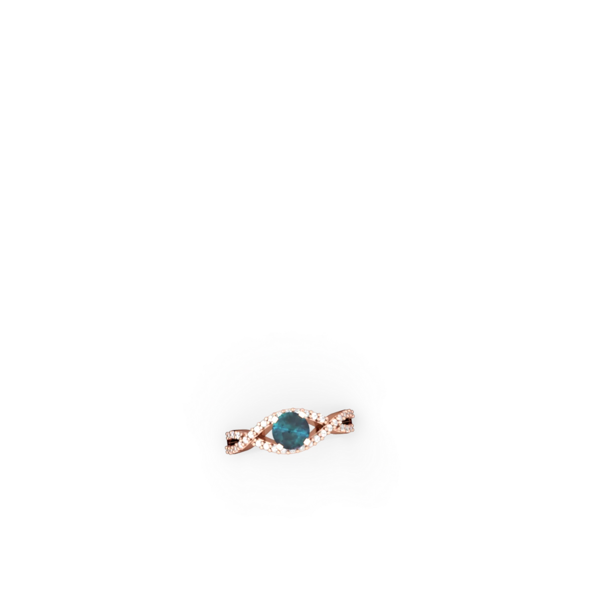 Alexandrite Diamond Twist 6Mm Round Engagment  14K Rose Gold ring R26406RD