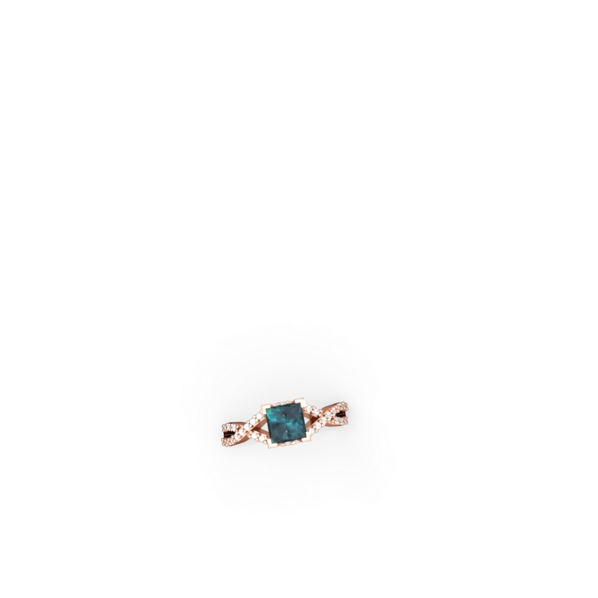 Alexandrite Diamond Twist 6Mm Princess Engagment  14K Rose Gold ring R26406SQ