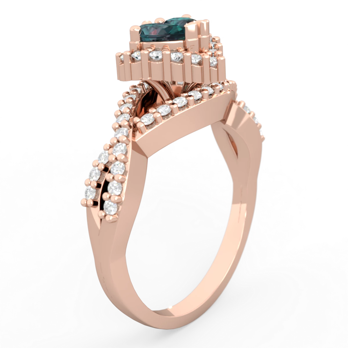Alexandrite Diamond Twist 'One Heart' 14K Rose Gold ring R2640HRT