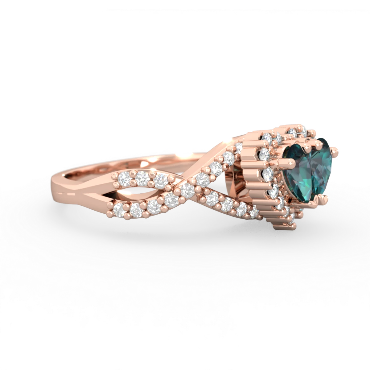 Alexandrite Diamond Twist 'One Heart' 14K Rose Gold ring R2640HRT