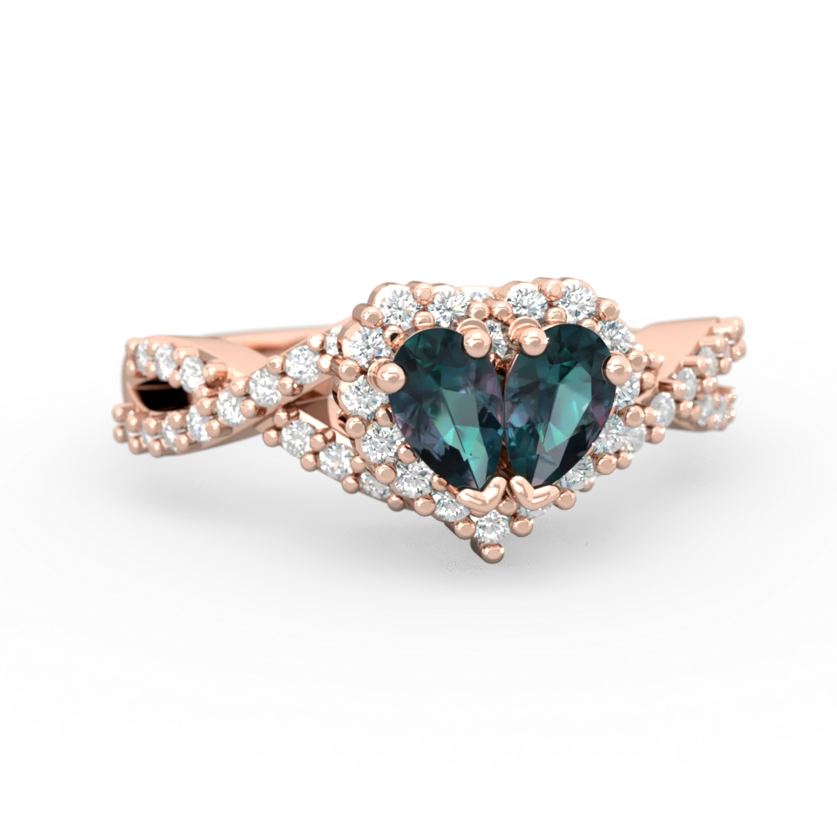 Alexandrite Diamond Twist 'One Heart' 14K Rose Gold ring R2640HRT