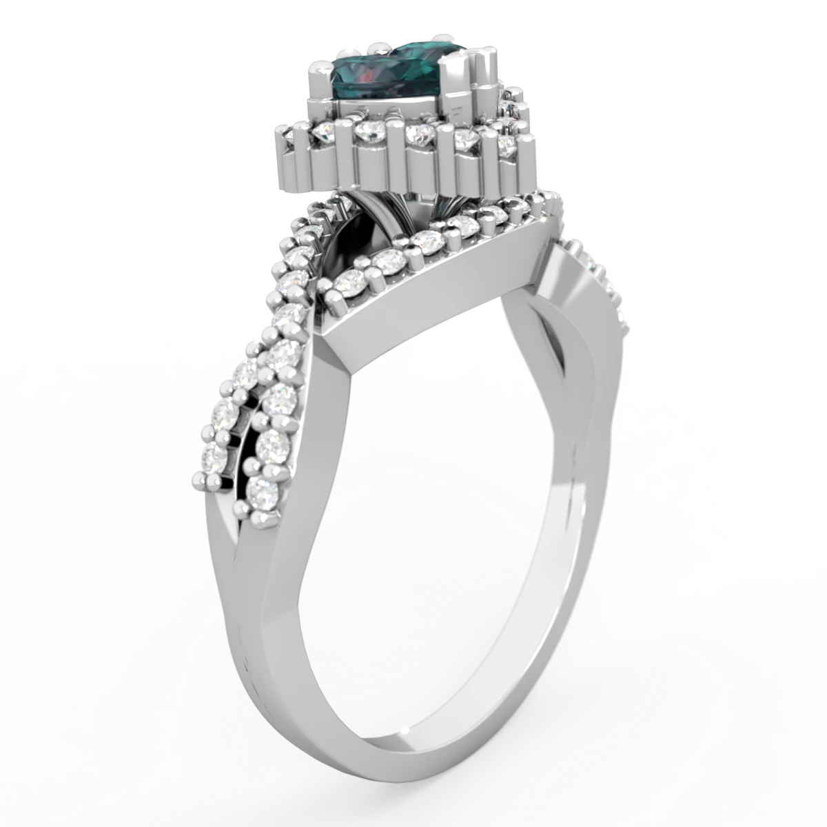 Alexandrite Diamond Twist 'One Heart' 14K White Gold ring R2640HRT
