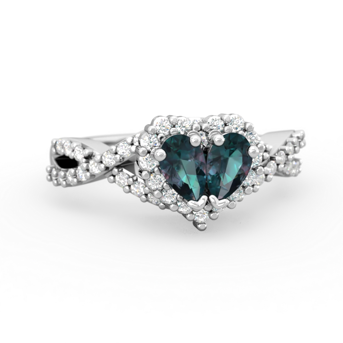 Alexandrite Diamond Twist 'One Heart' 14K White Gold ring R2640HRT