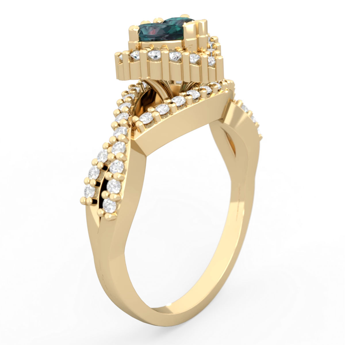 Alexandrite Diamond Twist 'One Heart' 14K Yellow Gold ring R2640HRT