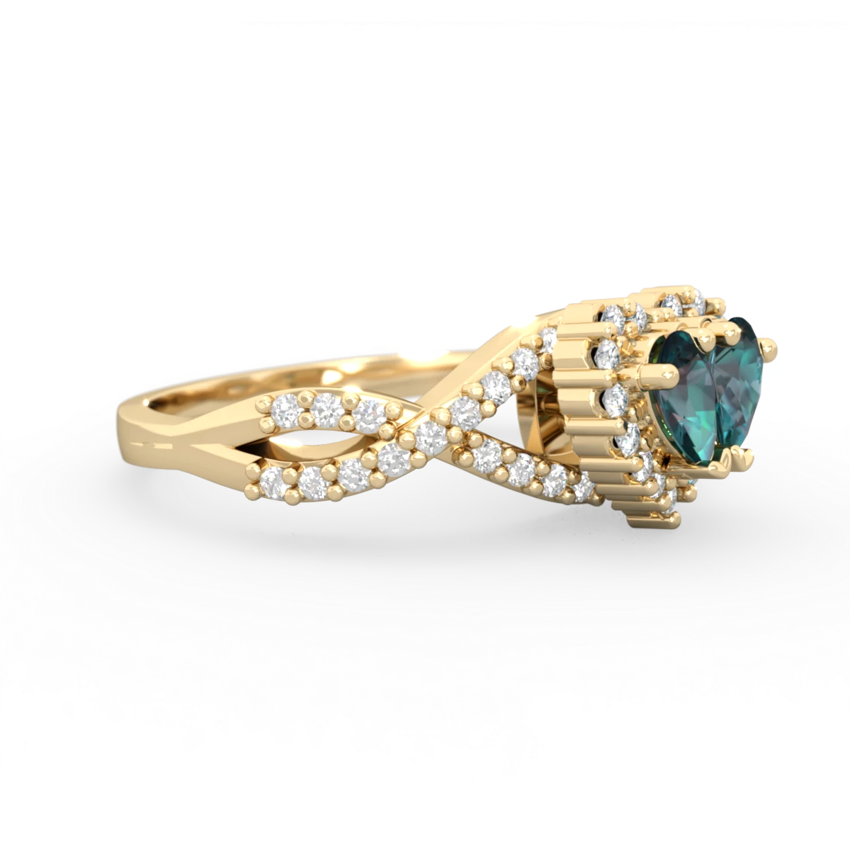 Alexandrite Diamond Twist 'One Heart' 14K Yellow Gold ring R2640HRT