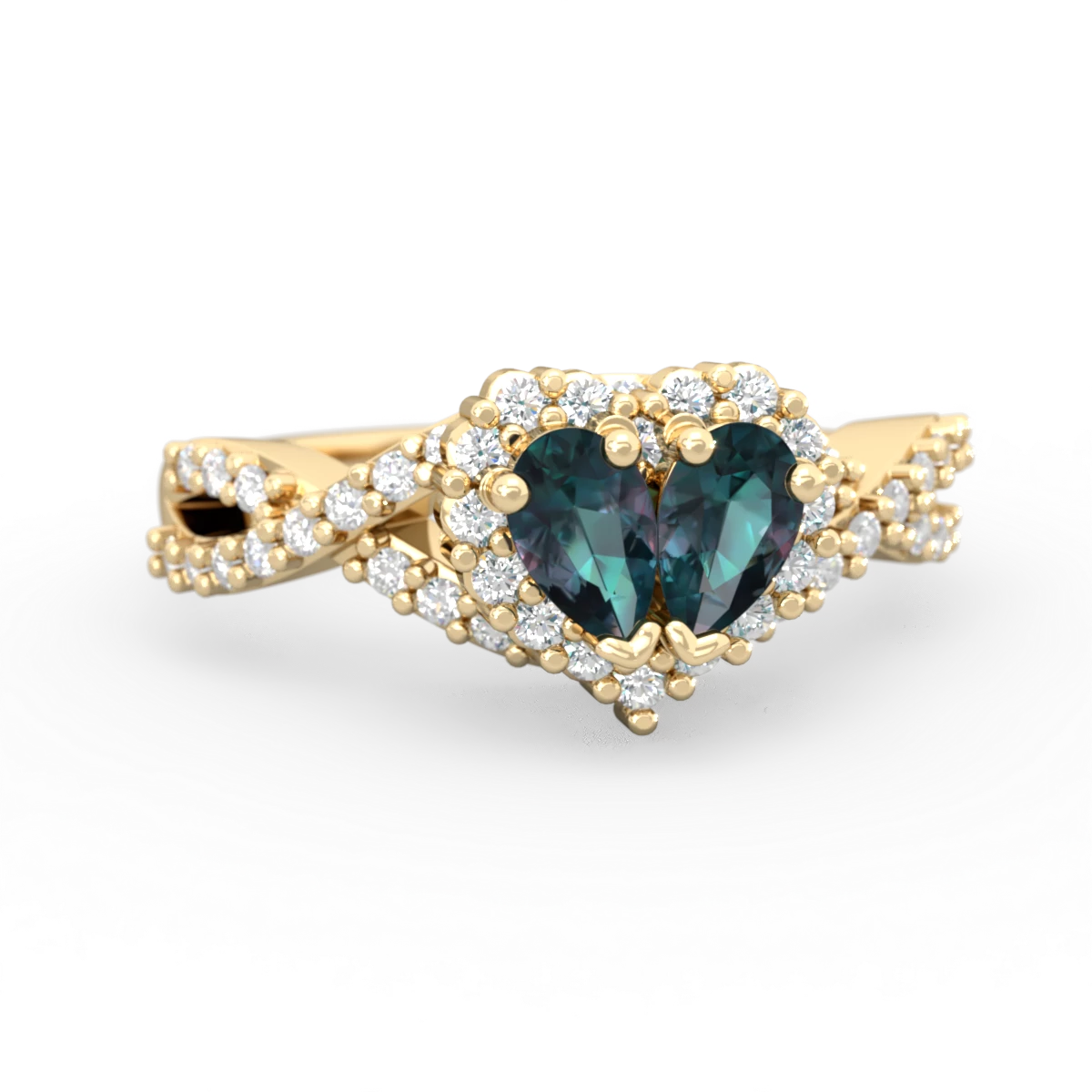 Alexandrite Diamond Twist 'One Heart' 14K Yellow Gold ring R2640HRT