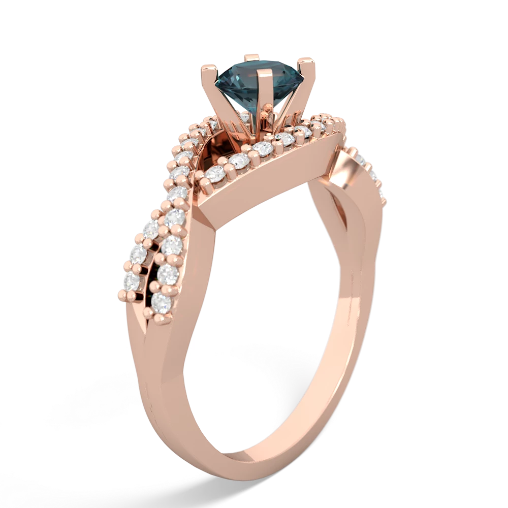 Alexandrite Diamond Twist 5Mm Round Engagment  14K Rose Gold ring R26405RD