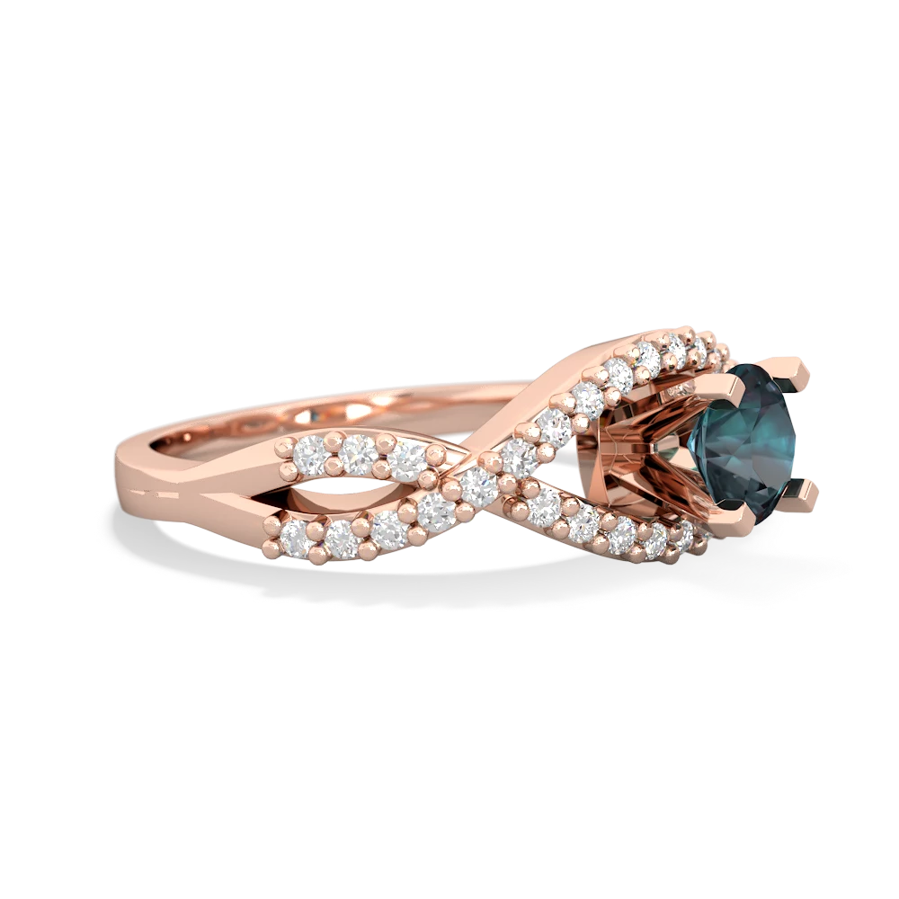 Alexandrite Diamond Twist 5Mm Round Engagment  14K Rose Gold ring R26405RD