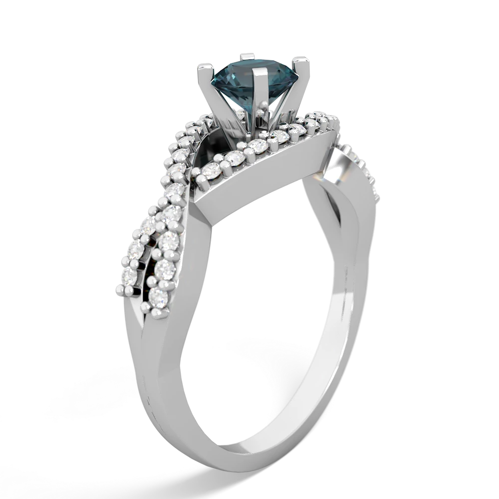 Alexandrite Diamond Twist 5Mm Round Engagment  14K White Gold ring R26405RD