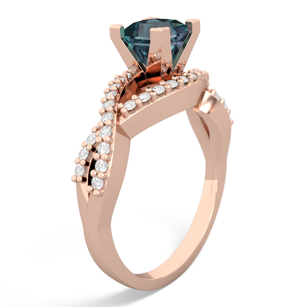 Alexandrite Diamond Twist 5Mm Square Engagment  14K Rose Gold ring R26405SQ