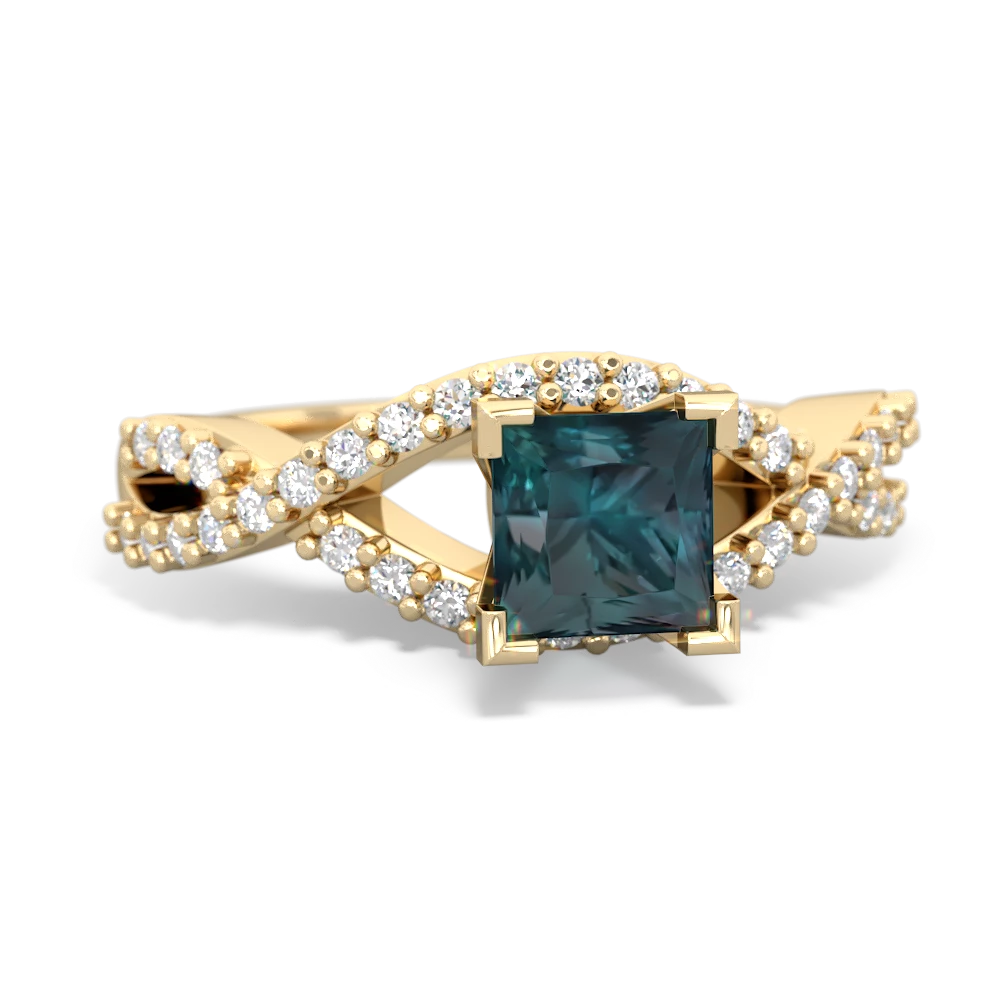 Alexandrite Diamond Twist 5Mm Square Engagment  14K Yellow Gold ring R26405SQ