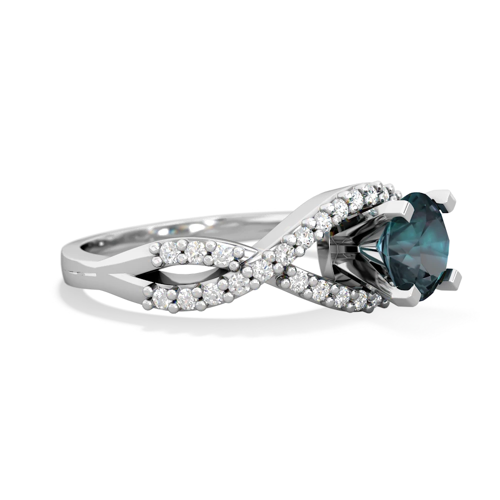 Alexandrite Diamond Twist 6Mm Round Engagment  14K White Gold ring R26406RD