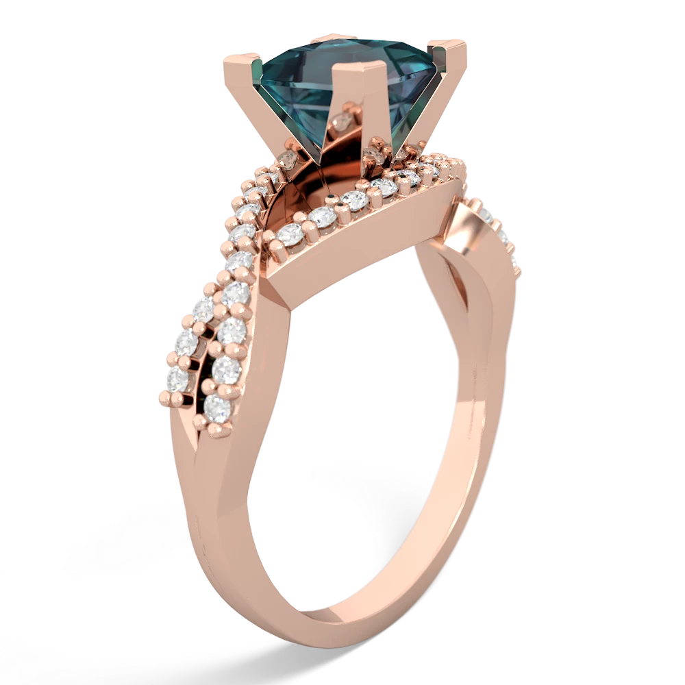 Alexandrite Diamond Twist 6Mm Princess Engagment  14K Rose Gold ring R26406SQ