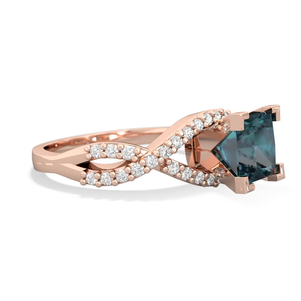 Alexandrite Diamond Twist 6Mm Princess Engagment  14K Rose Gold ring R26406SQ