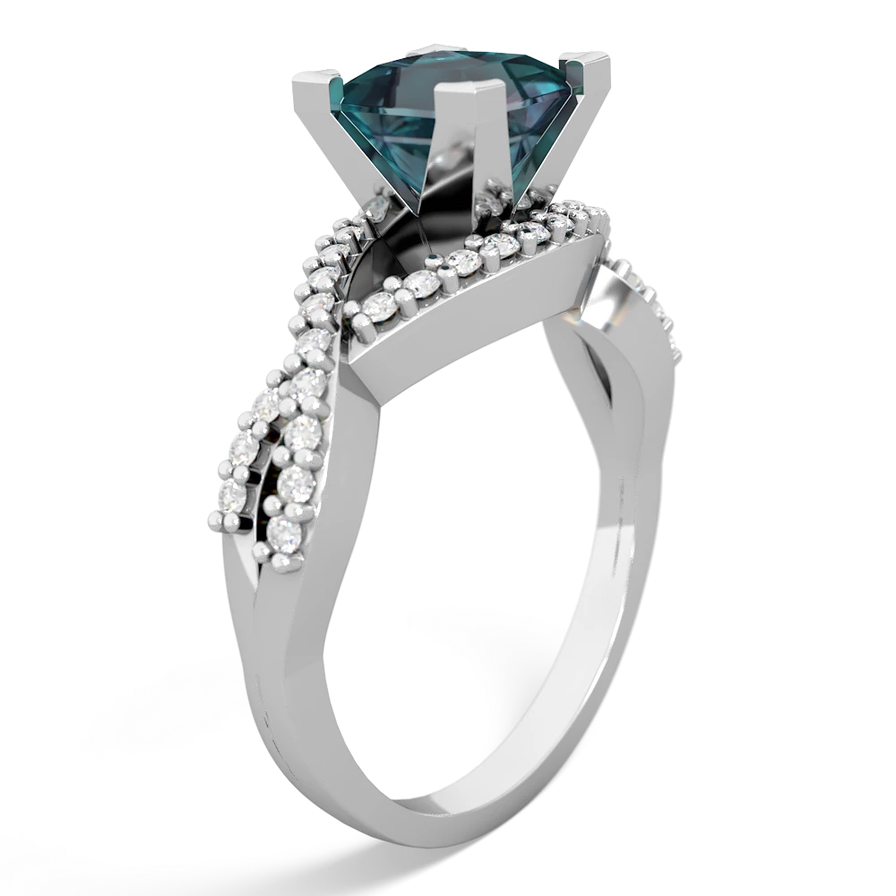 Alexandrite Diamond Twist 6Mm Princess Engagment  14K White Gold ring R26406SQ