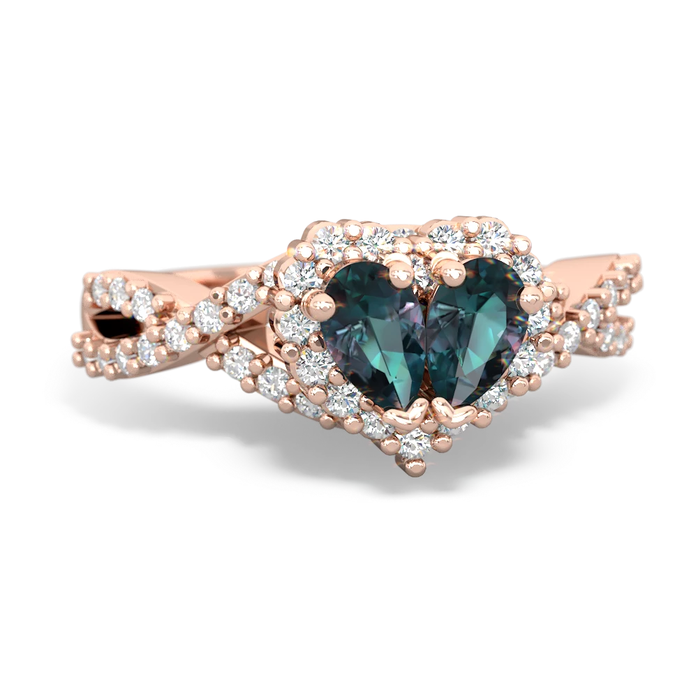 Alexandrite Diamond Twist 'One Heart' 14K Rose Gold ring R2640HRT