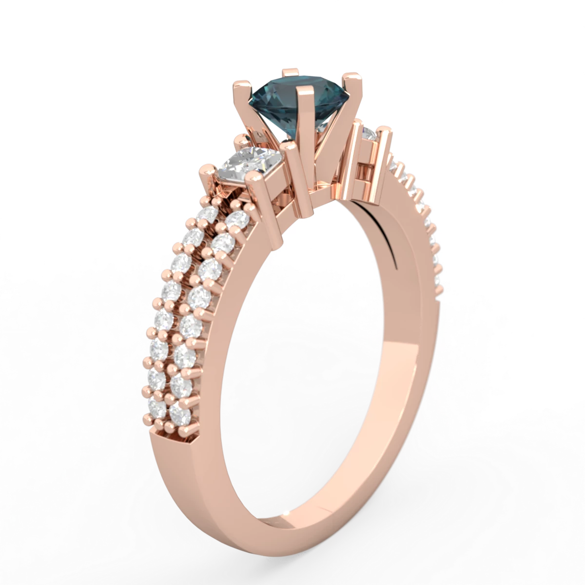 Alexandrite Classic 5Mm Round Engagement 14K Rose Gold ring R26435RD
