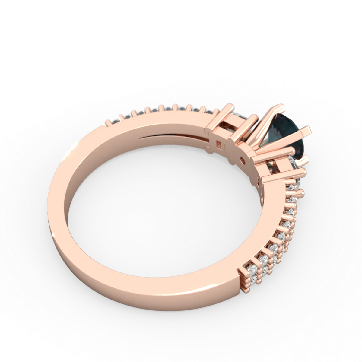 Alexandrite Classic 5Mm Round Engagement 14K Rose Gold ring R26435RD