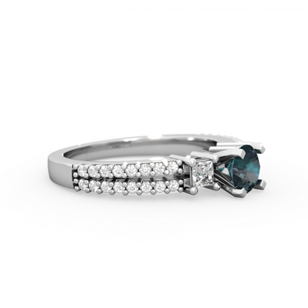 Alexandrite Classic 5Mm Round Engagement 14K White Gold ring R26435RD