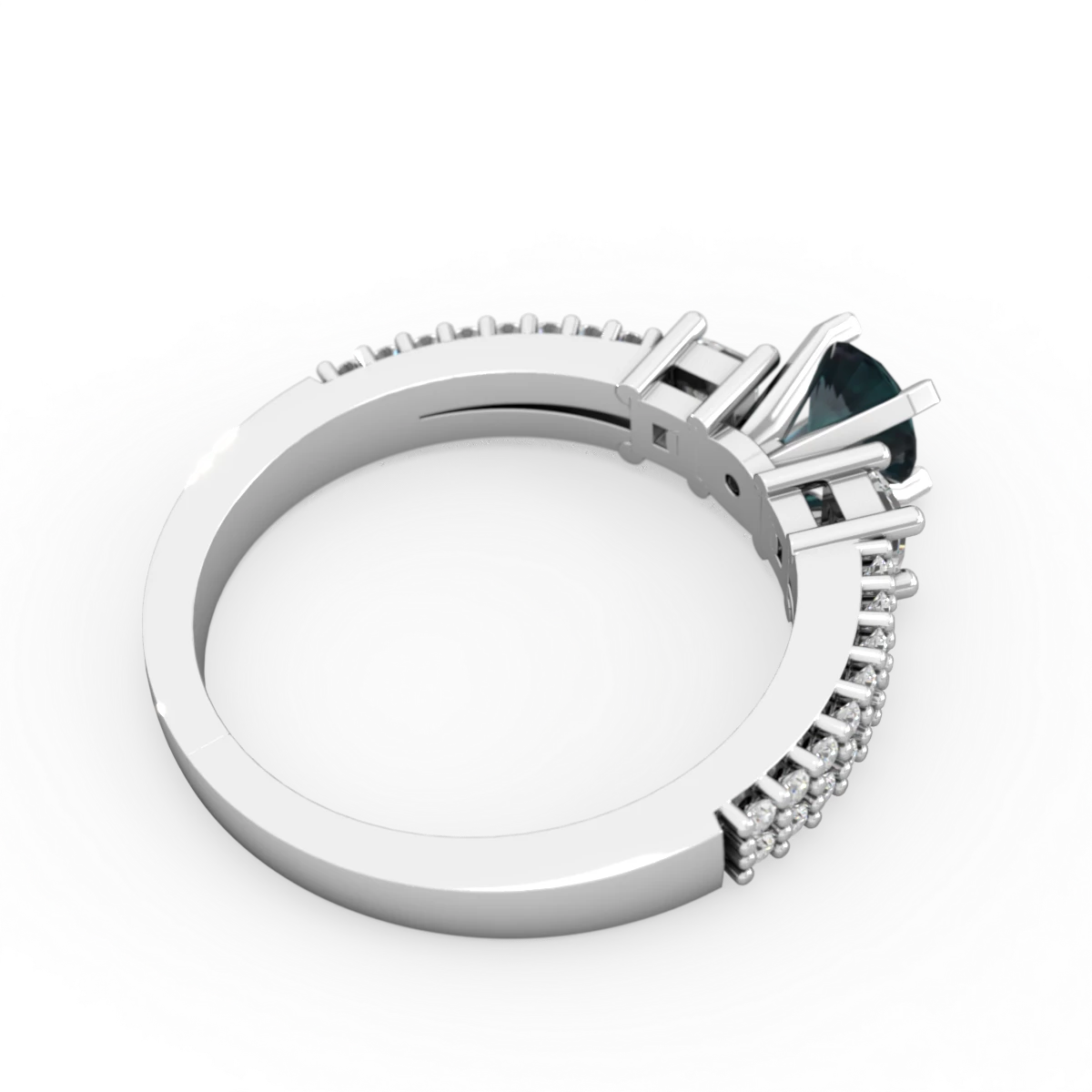 Alexandrite Classic 5Mm Round Engagement 14K White Gold ring R26435RD