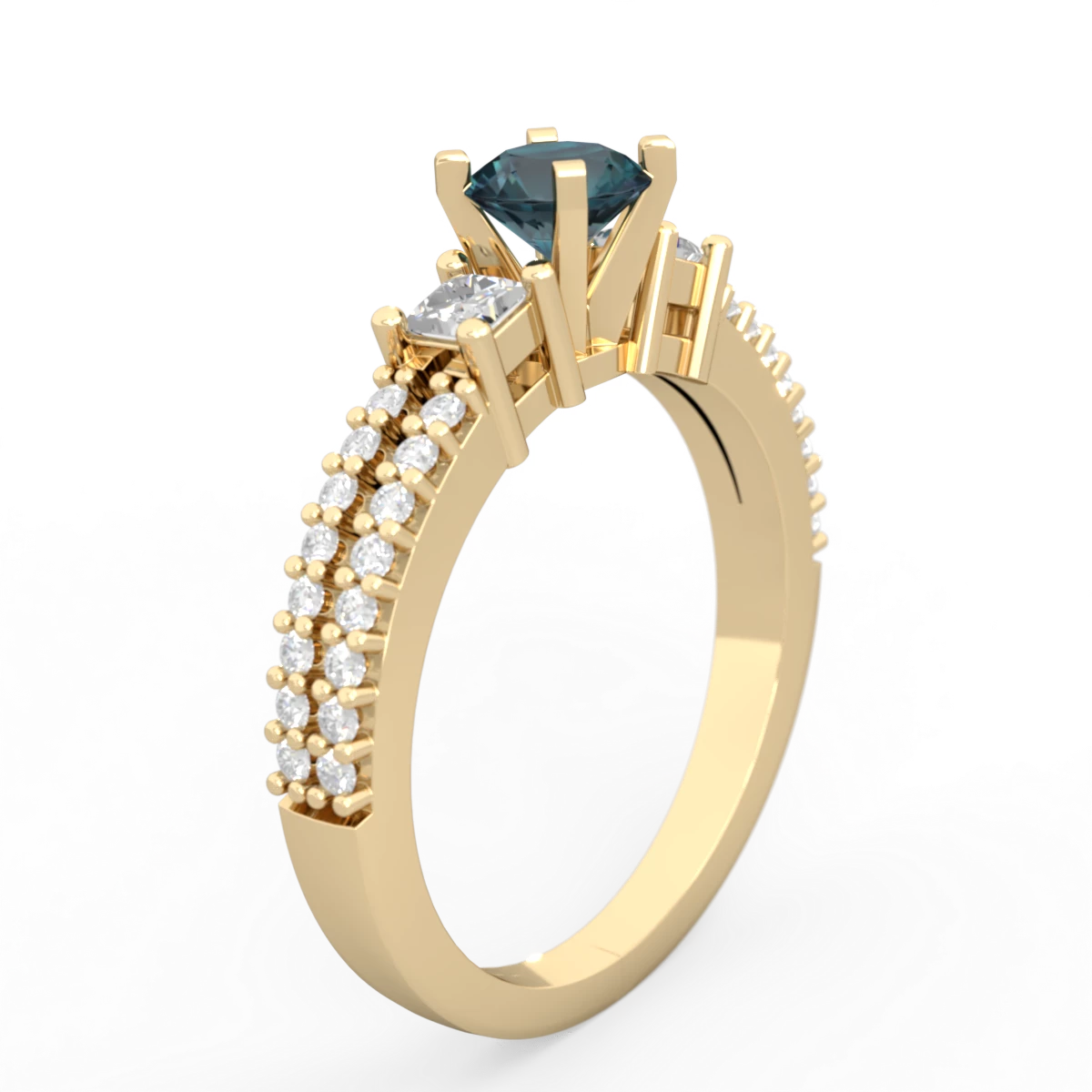 Alexandrite Classic 5Mm Round Engagement 14K Yellow Gold ring R26435RD