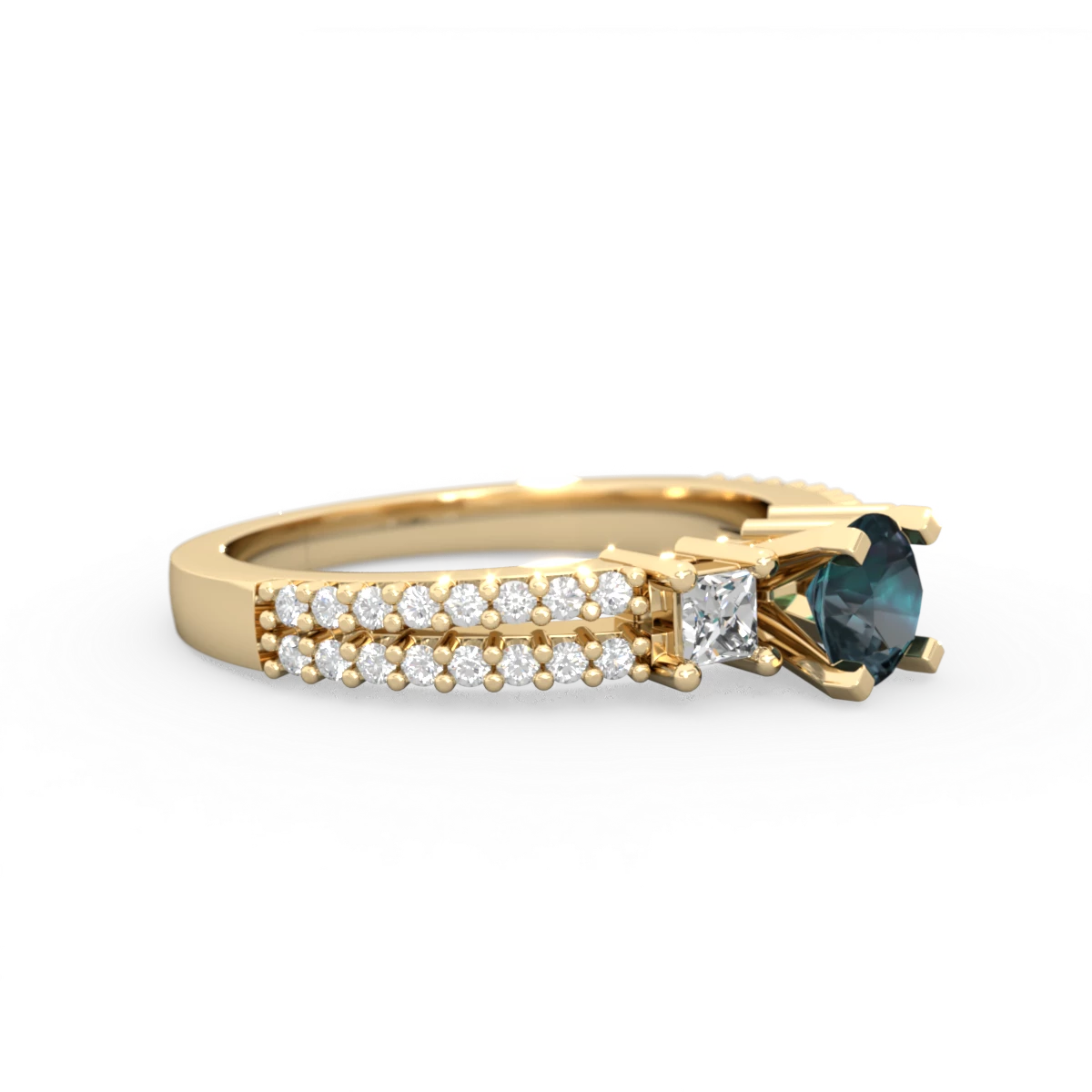 Alexandrite Classic 5Mm Round Engagement 14K Yellow Gold ring R26435RD