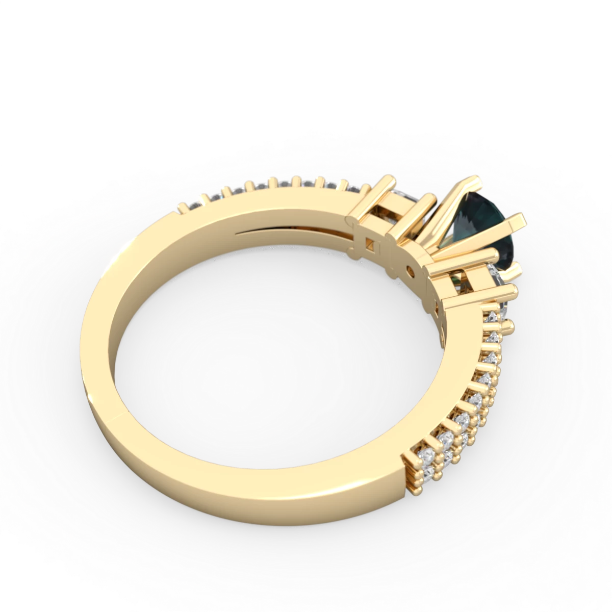 Alexandrite Classic 5Mm Round Engagement 14K Yellow Gold ring R26435RD