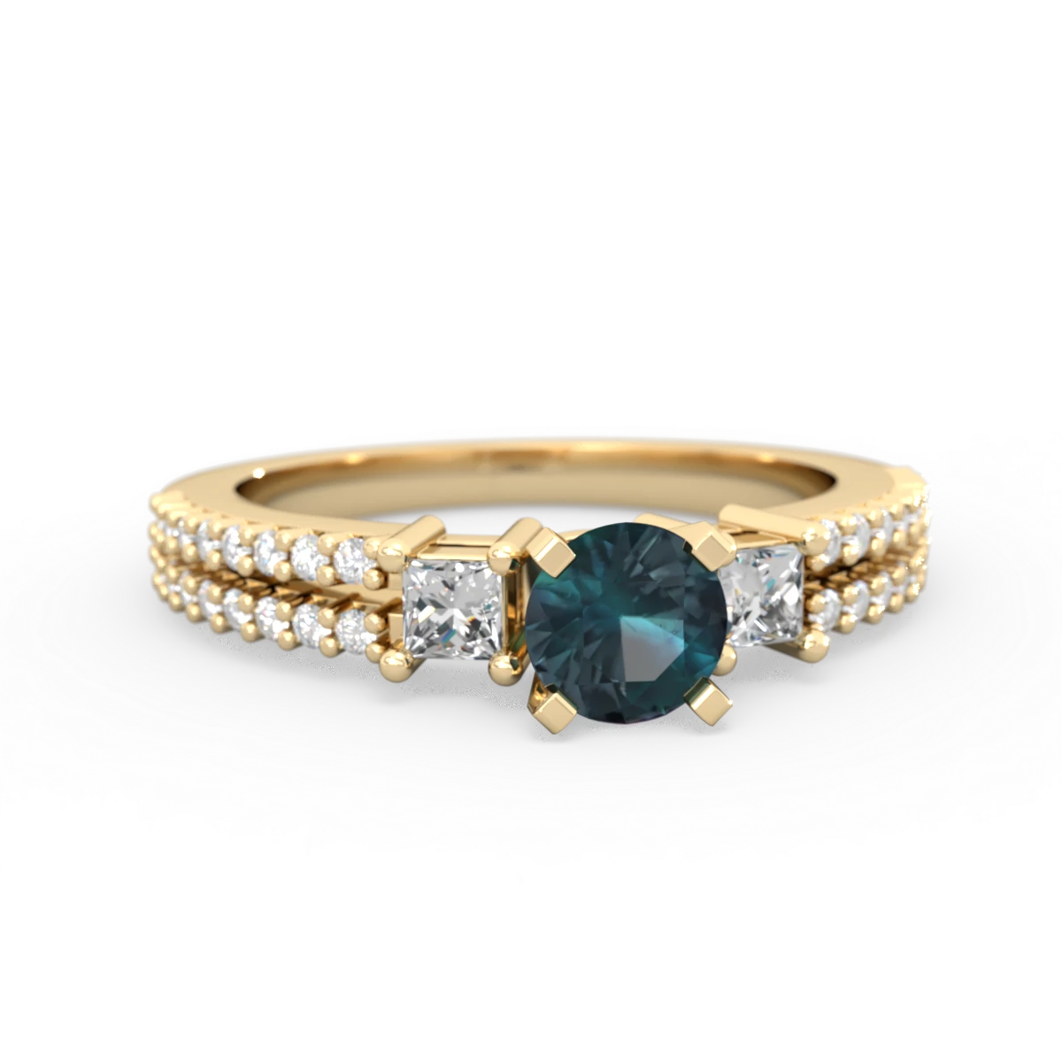 Alexandrite Classic 5Mm Round Engagement 14K Yellow Gold ring R26435RD