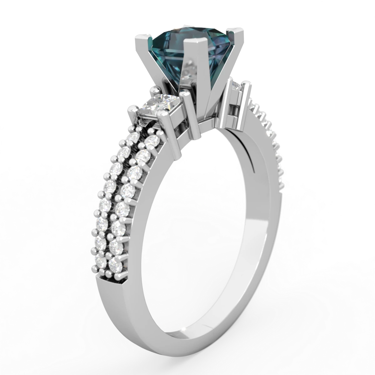 Alexandrite Classic 5Mm Square Engagement 14K White Gold ring R26435SQ