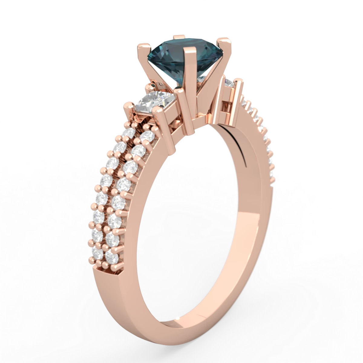 Alexandrite Classic 6Mm Round Engagement 14K Rose Gold ring R26436RD