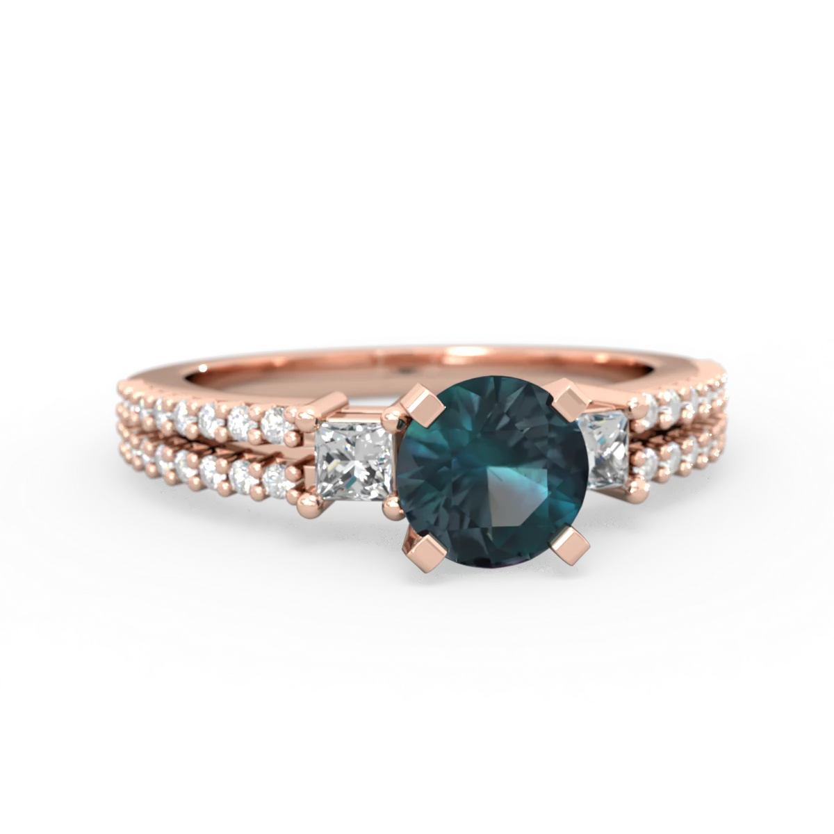 Alexandrite Classic 6Mm Round Engagement 14K Rose Gold ring R26436RD