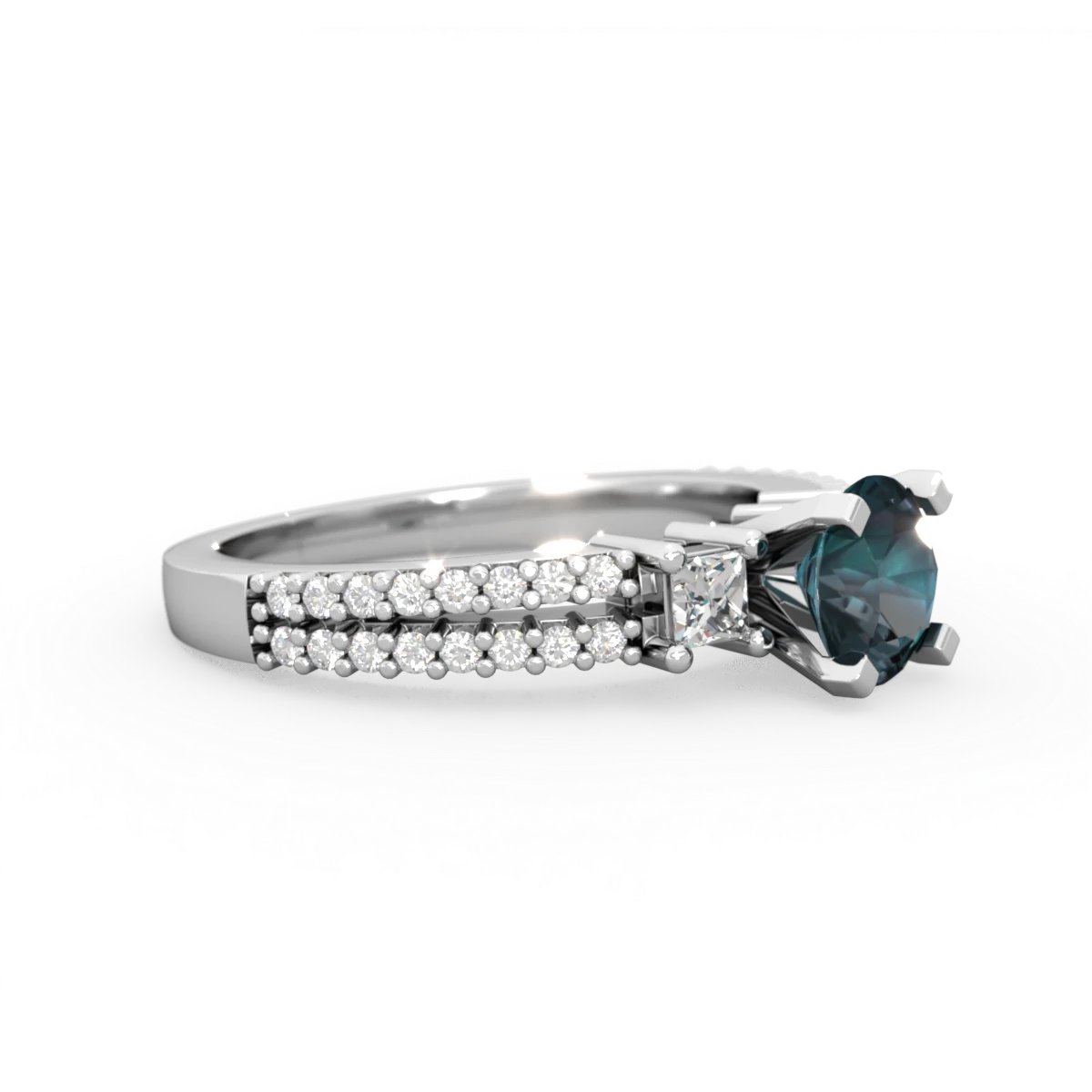 Alexandrite Classic 6Mm Round Engagement 14K White Gold ring R26436RD