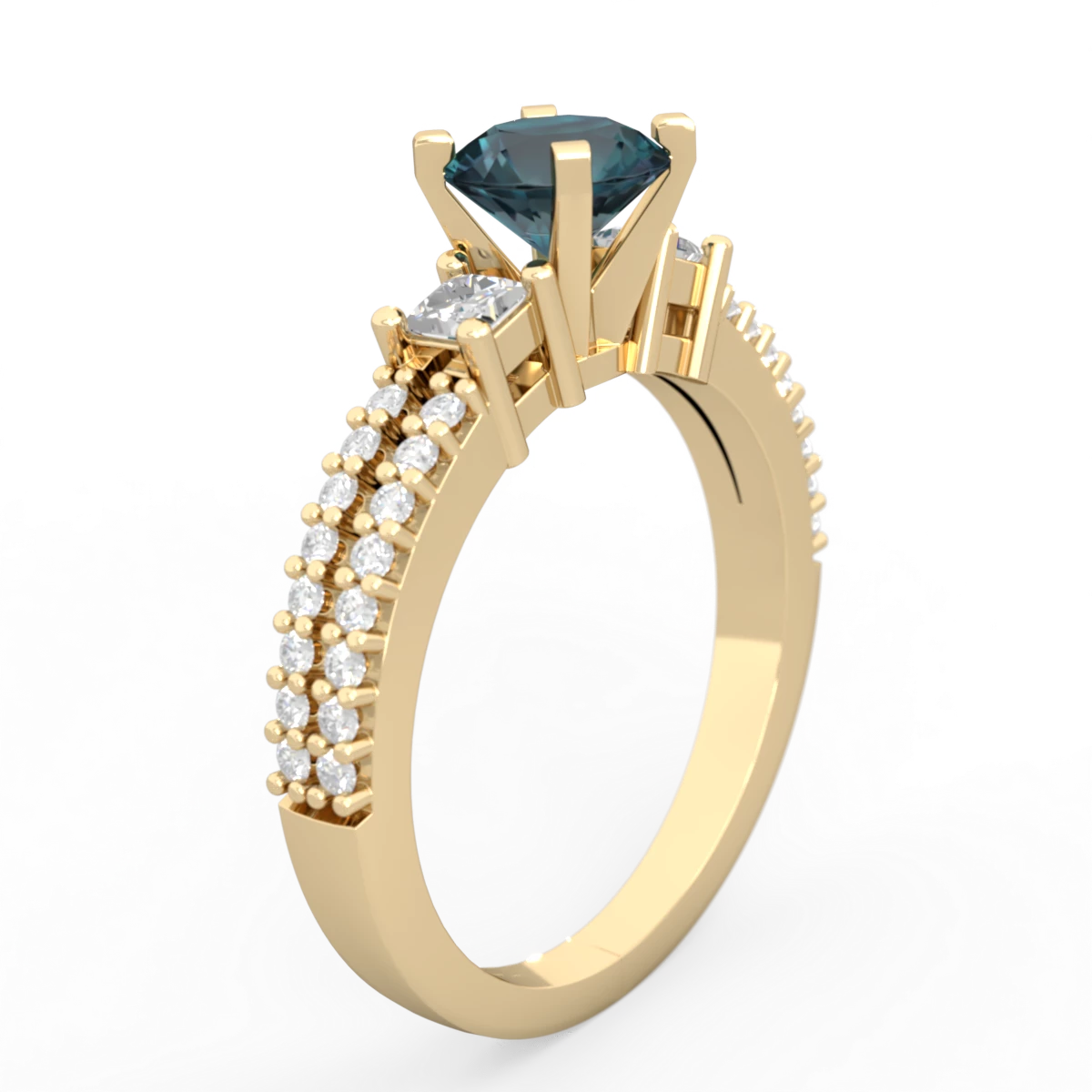 Alexandrite Classic 6Mm Round Engagement 14K Yellow Gold ring R26436RD