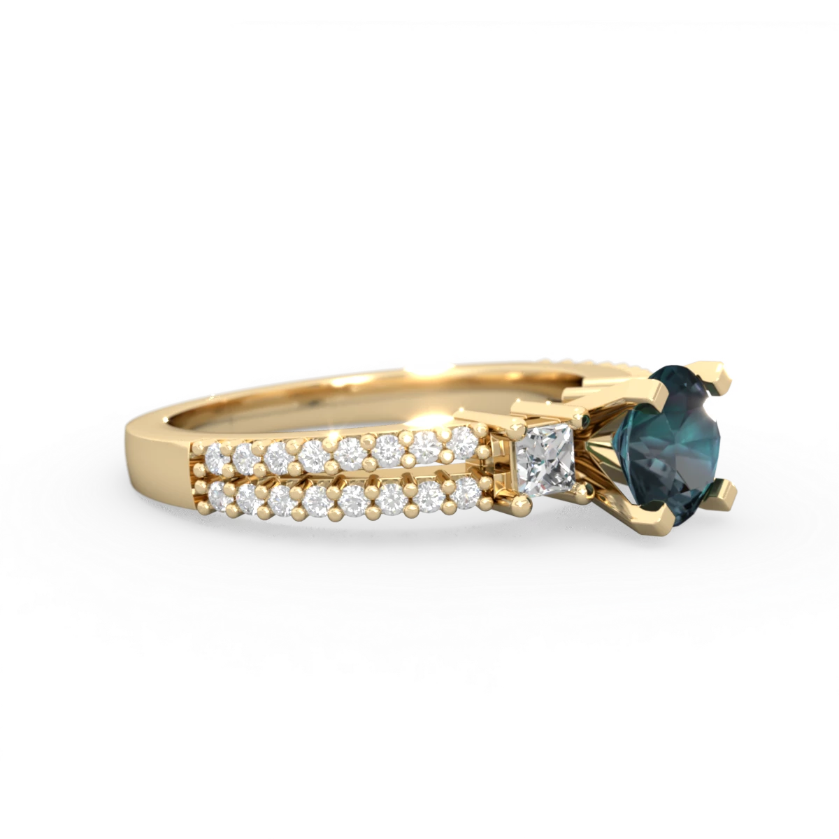 Alexandrite Classic 6Mm Round Engagement 14K Yellow Gold ring R26436RD