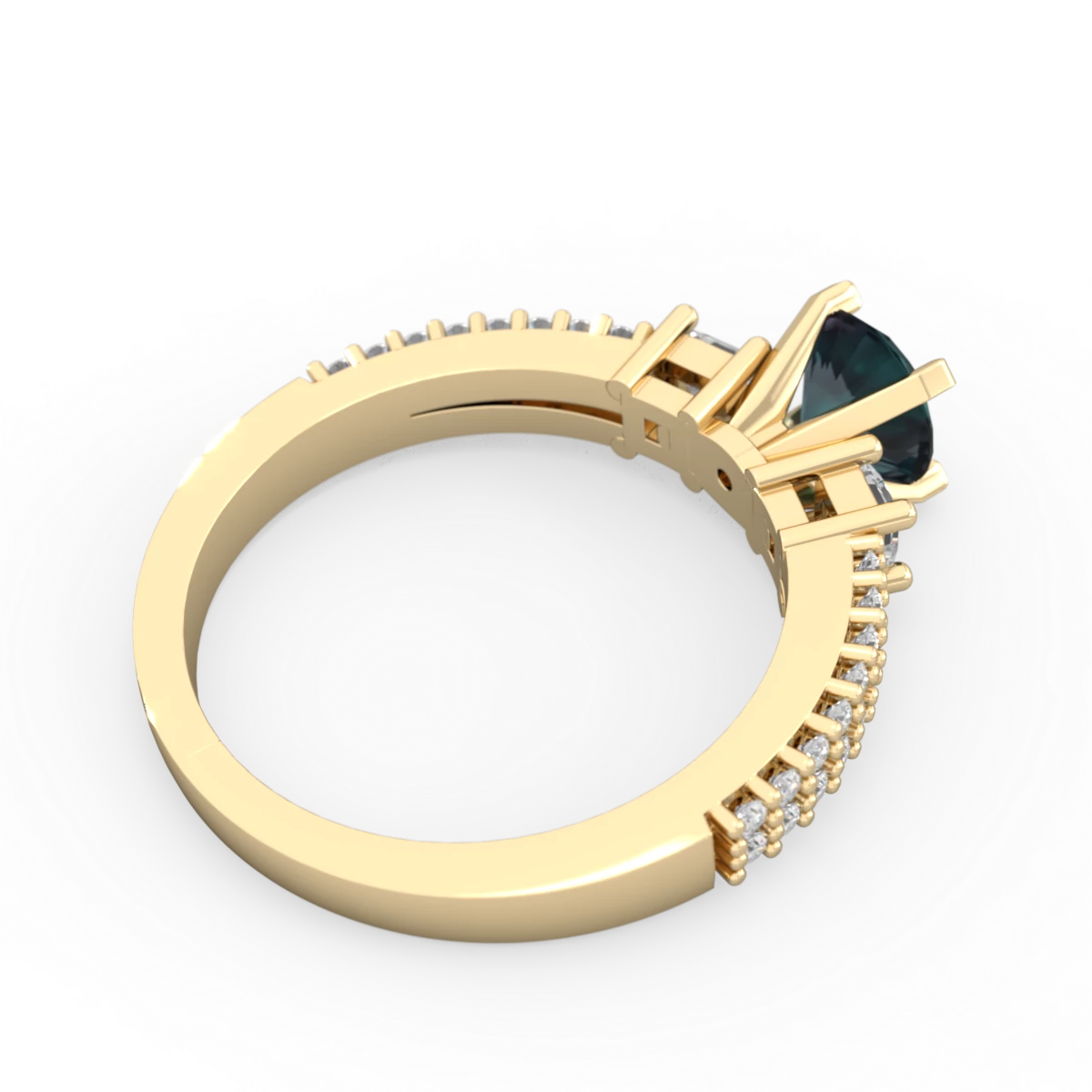 Alexandrite Classic 6Mm Round Engagement 14K Yellow Gold ring R26436RD
