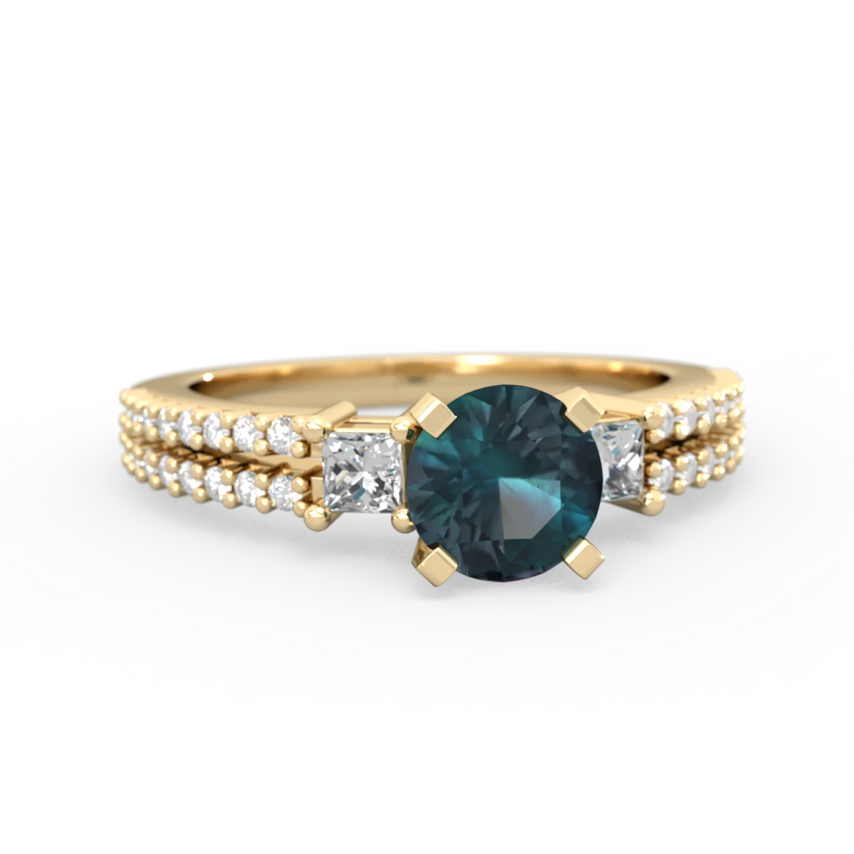 Alexandrite Classic 6Mm Round Engagement 14K Yellow Gold ring R26436RD