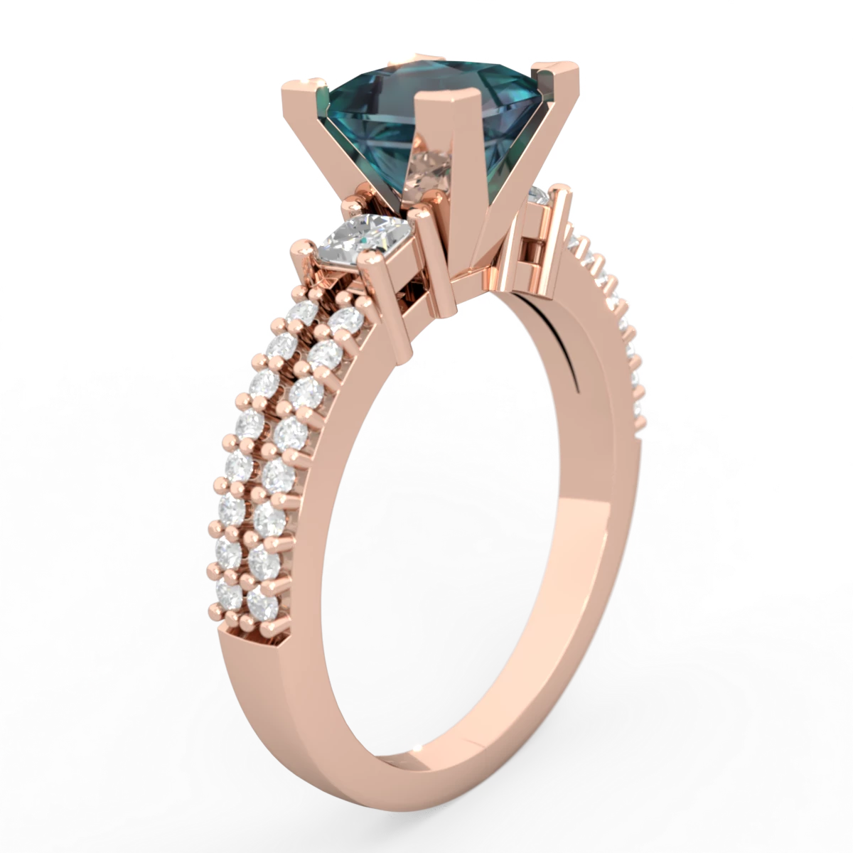 Alexandrite Classic 6Mm Princess Engagement 14K Rose Gold ring R26436SQ