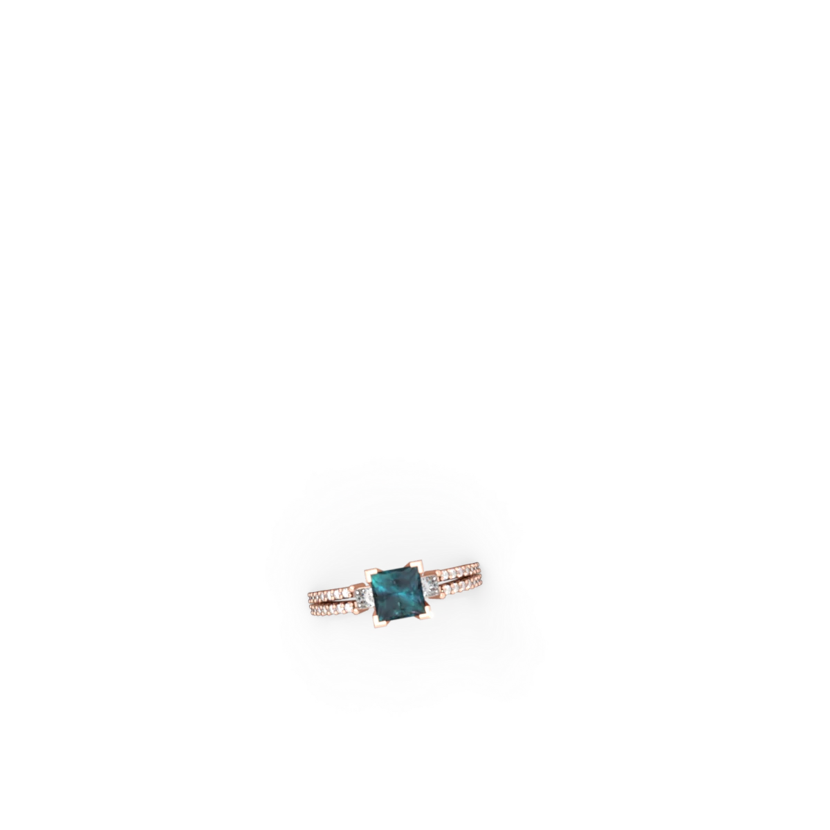 Alexandrite Classic 6Mm Princess Engagement 14K Rose Gold ring R26436SQ