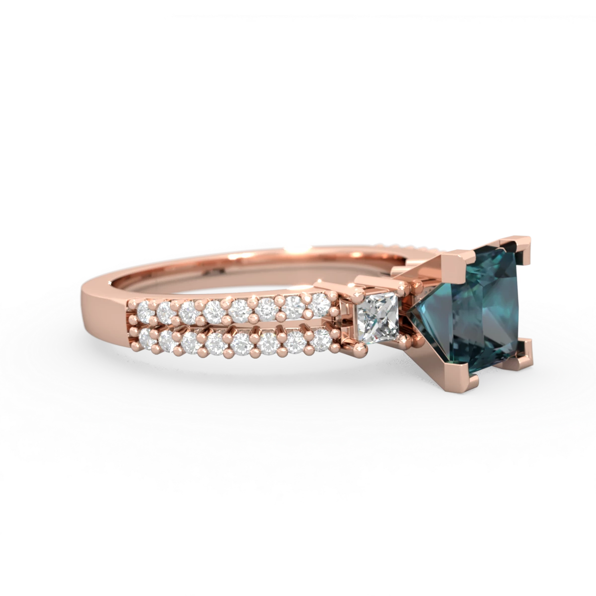 Alexandrite Classic 6Mm Princess Engagement 14K Rose Gold ring R26436SQ