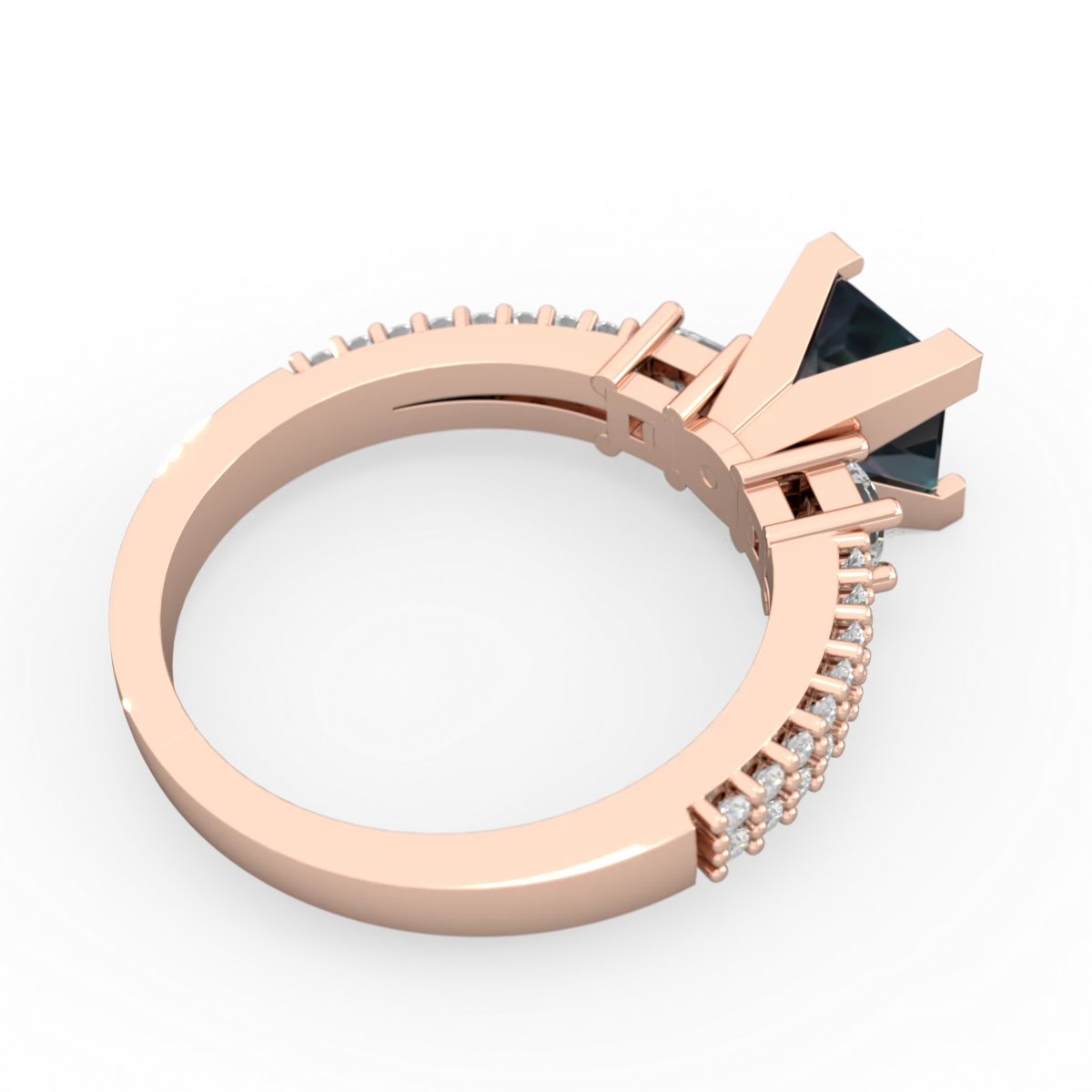 Alexandrite Classic 6Mm Princess Engagement 14K Rose Gold ring R26436SQ