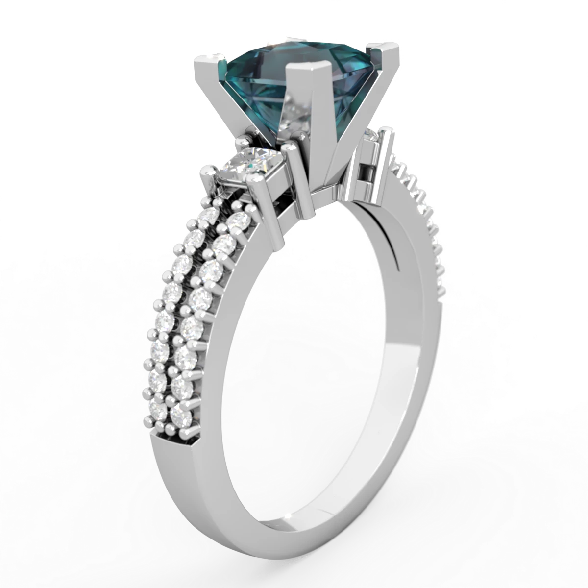 Alexandrite Classic 6Mm Princess Engagement 14K White Gold ring R26436SQ