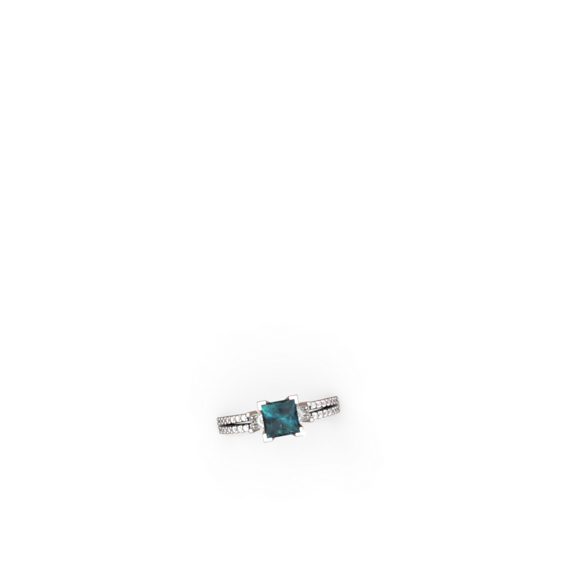 Alexandrite Classic 6Mm Princess Engagement 14K White Gold ring R26436SQ