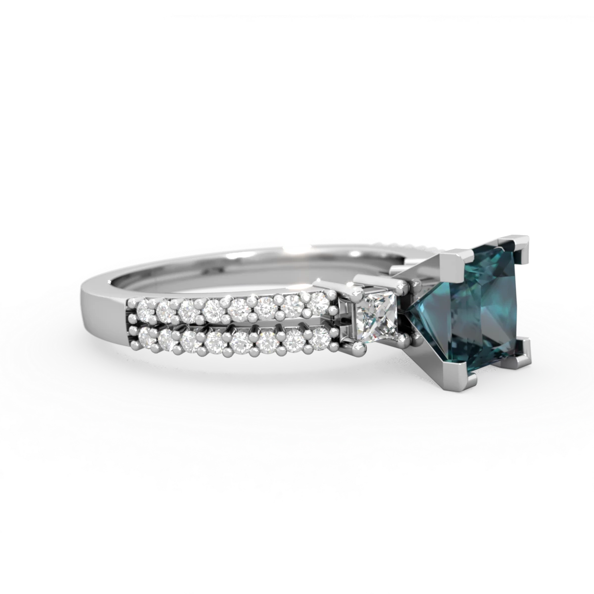 Alexandrite Classic 6Mm Princess Engagement 14K White Gold ring R26436SQ