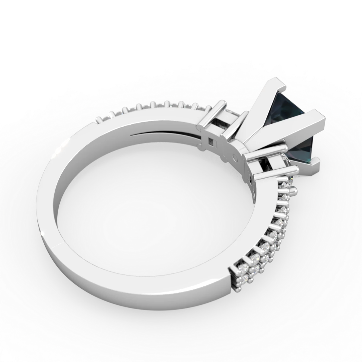 Alexandrite Classic 6Mm Princess Engagement 14K White Gold ring R26436SQ