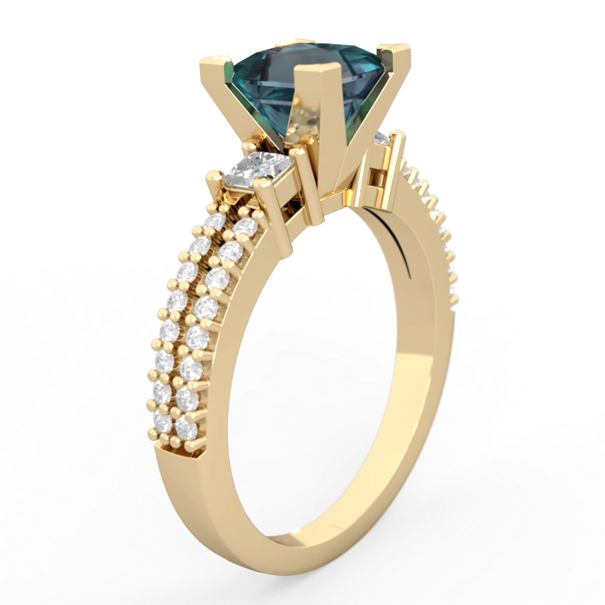 Alexandrite Classic 6Mm Princess Engagement 14K Yellow Gold ring R26436SQ