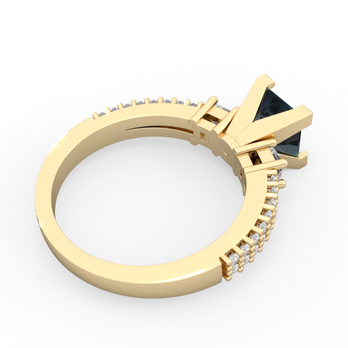 Alexandrite Classic 6Mm Princess Engagement 14K Yellow Gold ring R26436SQ